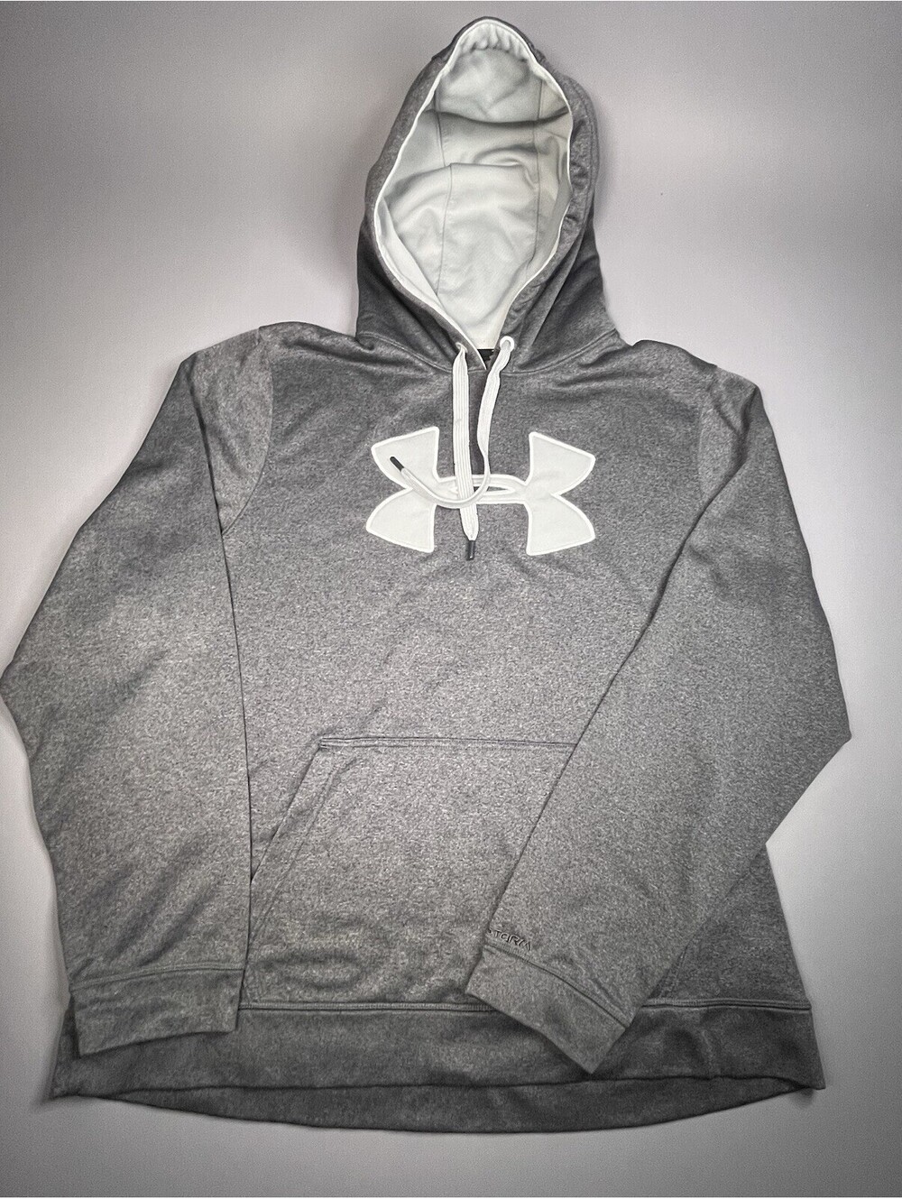 Under Armour Big Logo Pullover Hoodie Sweatshirt Gray Men XL